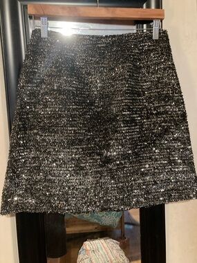 NWT Hutch Metallic Black/Silver Tweed Mini Skirt